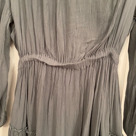 Free People Slate Blue Mini Boho Dress w/drop elastic waist - Picture 12 of 14